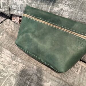 Portland Leather cowboy mint makeup bag